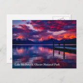 Lake McDonald, Glacier National Park Red sky Briefkaart (Voorkant / Achterkant)