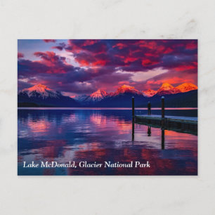 Lake McDonald, Glacier National Park red sky Briefkaart