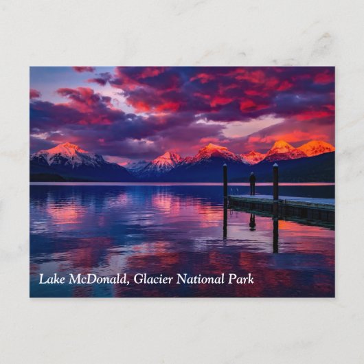 Lake McDonald, Glacier National Park Red sky Briefkaart (Voorkant)