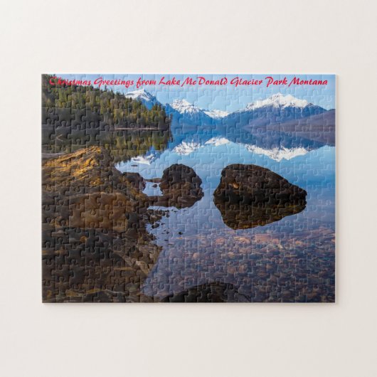 Lake McDonald Glacier Park. Kerstgroeten Legpuzzel (Horizontaal)