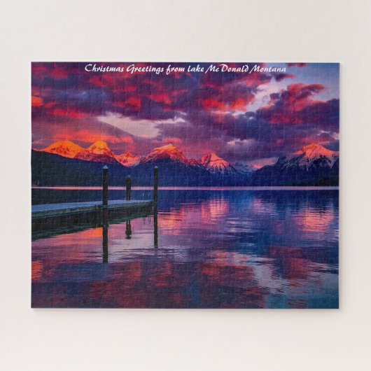 Lake McDonald Glacier Park.Kerstgroeten Legpuzzel (Horizontaal)