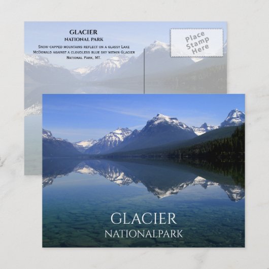 Lake McDonald, Mountain Reflection, Glacier NP Briefkaart (Voorkant / Achterkant)