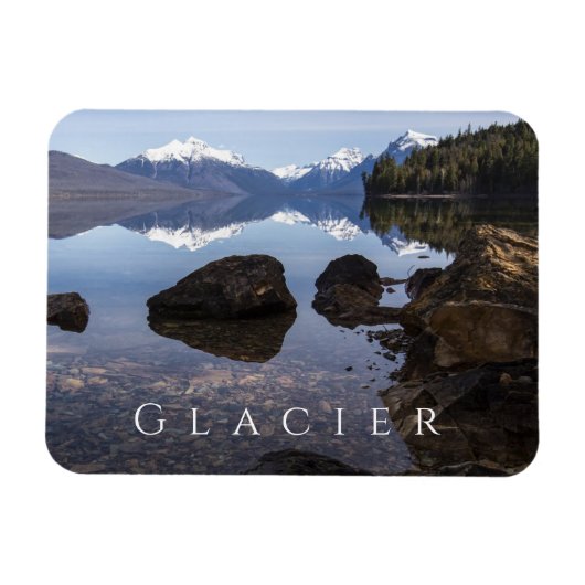 Lake McDonald, Rocky Shore, Mountains, Glacier NP Magneet (Horizontaal)