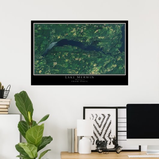 Lake Merwin Washington Satellite Poster Map (Thuiskantoor)
