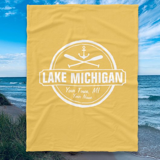 Lake Michigan, aangepaste stad, naam, anker, pedde Fleece Deken