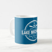 Lake Michigan, aangepaste stad, naam, anker, pedde Koffiemok (Voorkant links)