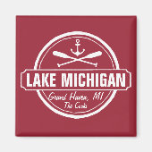 Lake Michigan, aangepaste stad, naam, anker, pedde Magneet (Voorkant)