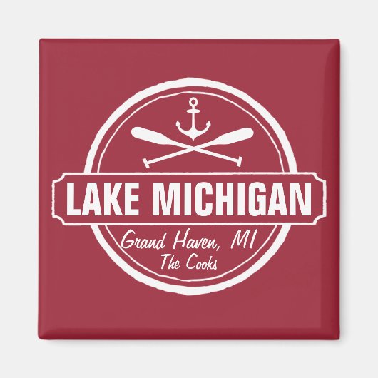 Lake Michigan, aangepaste stad, naam, anker, pedde Magneet (Voorkant)