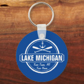 Lake Michigan, aangepaste stad, naam, anker, pedde Sleutelhanger (Voorkant)