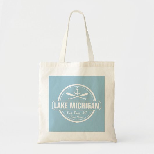 Lake Michigan, aangepaste stad, naam, anker, pedde Tote Bag (Voorkant)