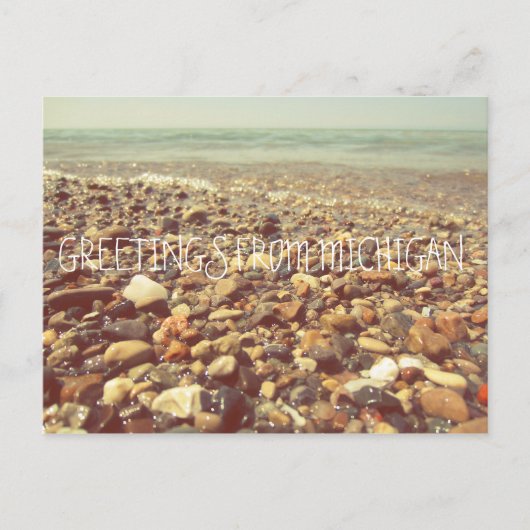 Lake Michigan Beach Rocks Shoreline Zee Briefkaart (Voorkant)