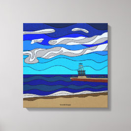 Lake Michigan - Canvas (16 "x16") Afdruk