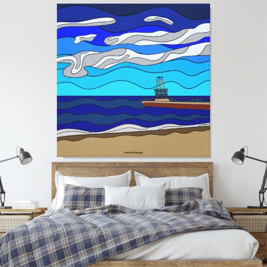 Lake Michigan - Canvas (40 "x40") (Insitu (Slaapkamer))