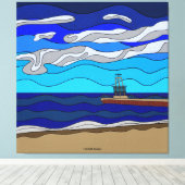 Lake Michigan - Canvasprint (100x100 cm) Canvas Afdruk (Insitu (Houten vloer))