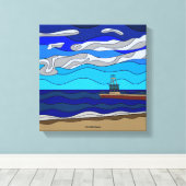 Lake Michigan - Canvasprint (30x30 cm) Canvas Afdruk (Insitu (Houten vloer))