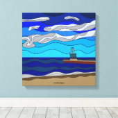 Lake Michigan - Canvasprint (35x35cm) Canvas Afdruk (Insitu (Houten vloer))