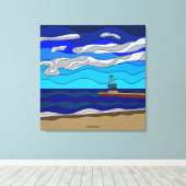 Lake Michigan - Canvasprint (76x76cm) Canvas Afdruk (Insitu (Houten vloer))