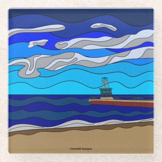 Lake Michigan - Glas Onderzetter (Voorkant)