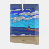 Lake Michigan - Glas Ornament (vierkant) (Voorkant links)