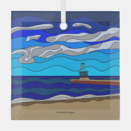 Lake Michigan - Glas Ornament (vierkant)