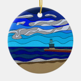 Lake Michigan - Keramische versiering (cirkel) Keramisch Ornament