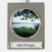 Lake Michigan Kerstversiering Verzilverd Banner Ornament (Voorkant)