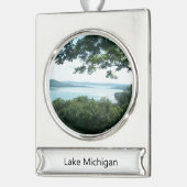 Lake Michigan Kerstversiering Verzilverd Banner Ornament (Links)