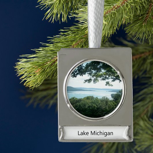 Lake Michigan Kerstversiering Verzilverd Banner Ornament