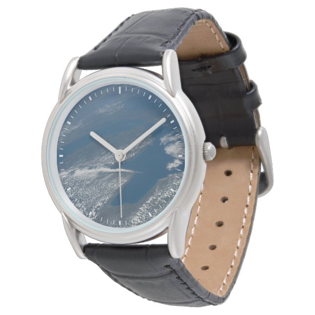 Lake Michigan, Lake Huron en de staat Michigan. Horloge (Gekanteld)