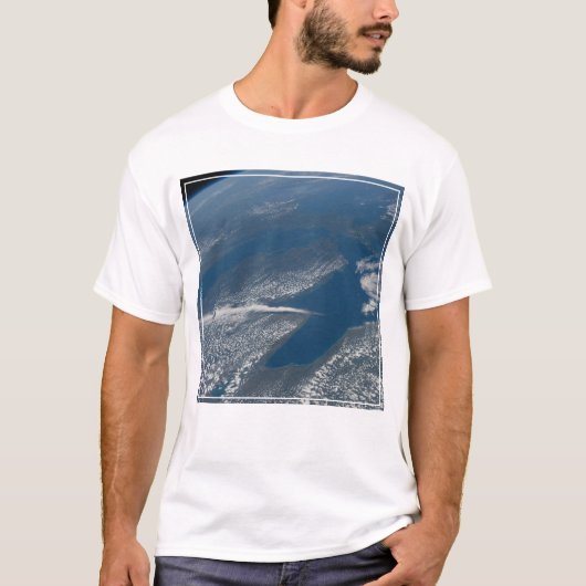 Lake Michigan, Lake Huron en de staat Michigan. T-shirt (Voorkant)