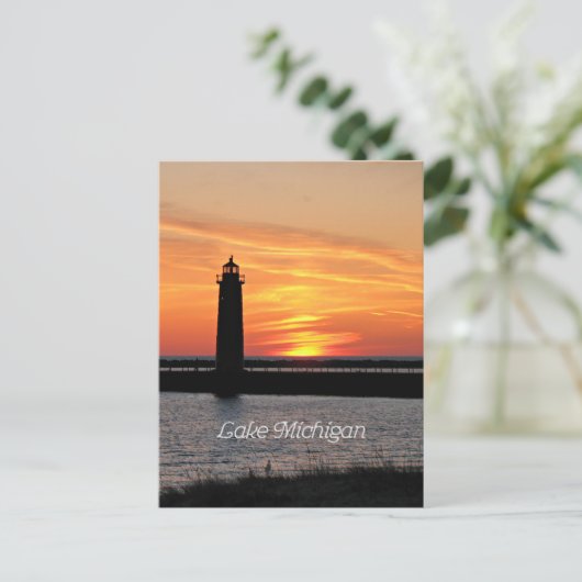 Lake Michigan Lighthouse Briefkaart (Staand voorkant)