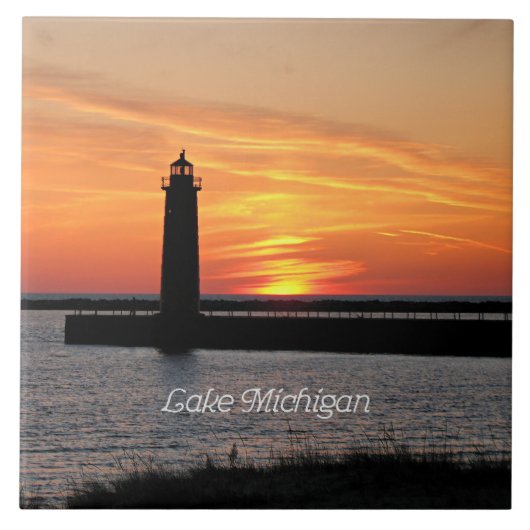 Lake Michigan Lighthouse Tegeltje (Voorkant)