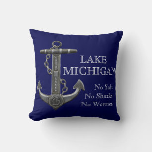 Lake Michigan noodlijdende nautische piratenanker Kussen