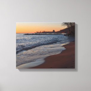 Lake Michigan noordelijke kust Milwaukee bij dager Canvas Afdruk
