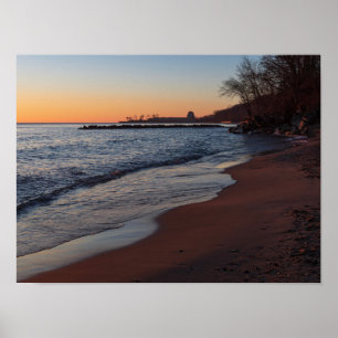 Lake Michigan North Shore Milwaukee bij dageraad Poster