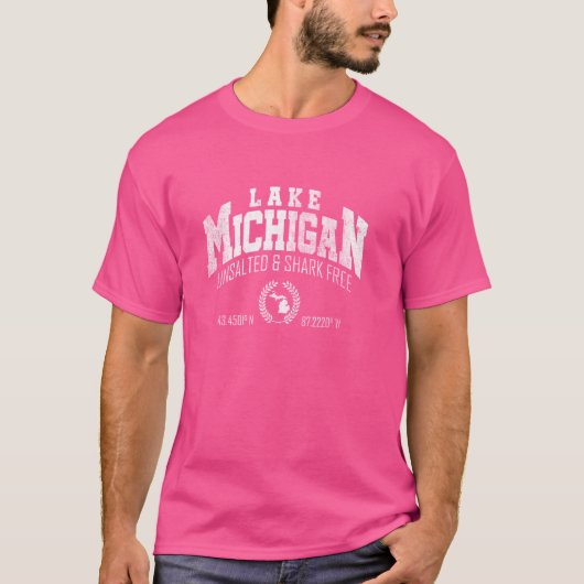 Lake Michigan ongezouten en haaienvrij MI Michigan T-shirt (Voorkant)