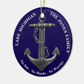 Lake MICHIGAN Patriottisch noodlijdend nautisch an Keramisch Ornament (Links)