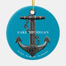 Lake Michigan Patriottische noodlijdende ankerpira Keramisch Ornament