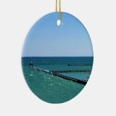 Lake Michigan, Port Washington, WI Keramisch Ornament (Rechts)