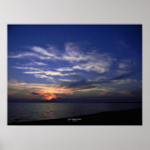 Lake Michigan Poster Blauw en Sinaasappel zonsonde (Voorkant)