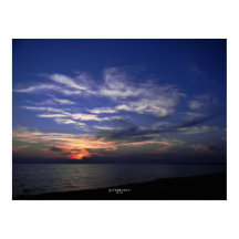 Lake Michigan Poster Blauw en Sinaasappel zonsonde
