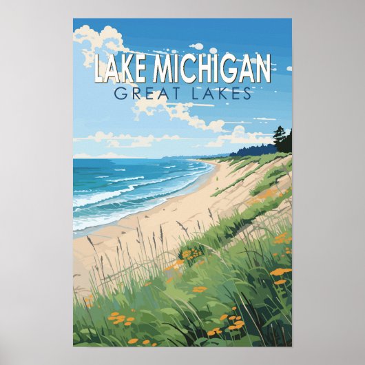 Lake Michigan Reis Kunst Vintage Poster (Voorkant)
