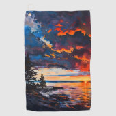 Lake Michigan Sunset Natuur Landschapsontwerp Golfhanddoek (Voorkant)