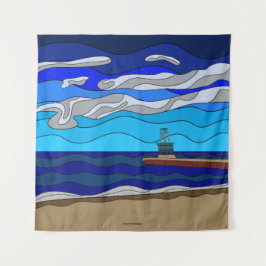 Lake Michigan - Tapijt (57"x57") Wandkleed