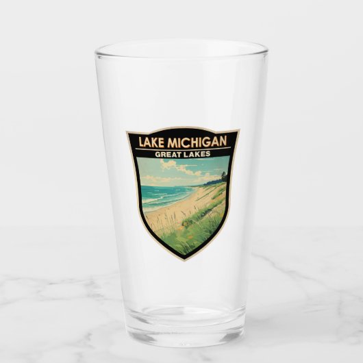 Lake Michigan Travel Art Vintage Glas (Voorkant)