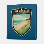 Lake Michigan Travel Art Vintage Keramisch Ornament (Links)