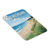 Lake Michigan Travel Art Vintage Magneet (Rechterzijde)