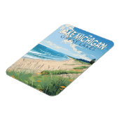 Lake Michigan Travel Art Vintage Magneet (Linkerzijde)
