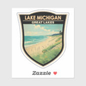 Lake Michigan Travel Art Vintage Sticker (Vel)