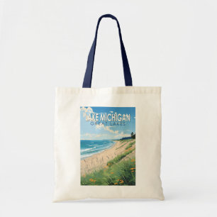 Lake Michigan Travel Art Vintage Tote Bag